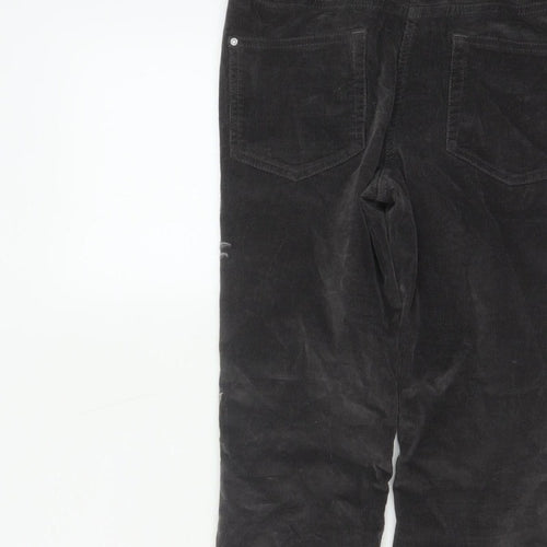 Next Women’s Black UK 6 Skinny Corduroy Floral Embroidered Trousers