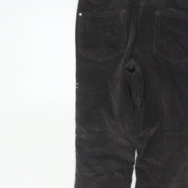 Next Women’s Black UK 6 Skinny Corduroy Floral Embroidered Trousers