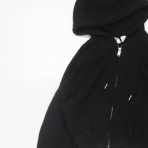 H&M Divided Women’s Black XS Full Zip Hooded Cropped Hoodie