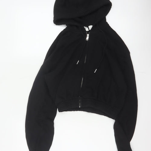 H&M Divided Women’s Black XS Full Zip Hooded Cropped Hoodie