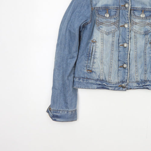 Denim Co Women Blue UK 8 Sherpa Collar Denim Jacket Button Pockets