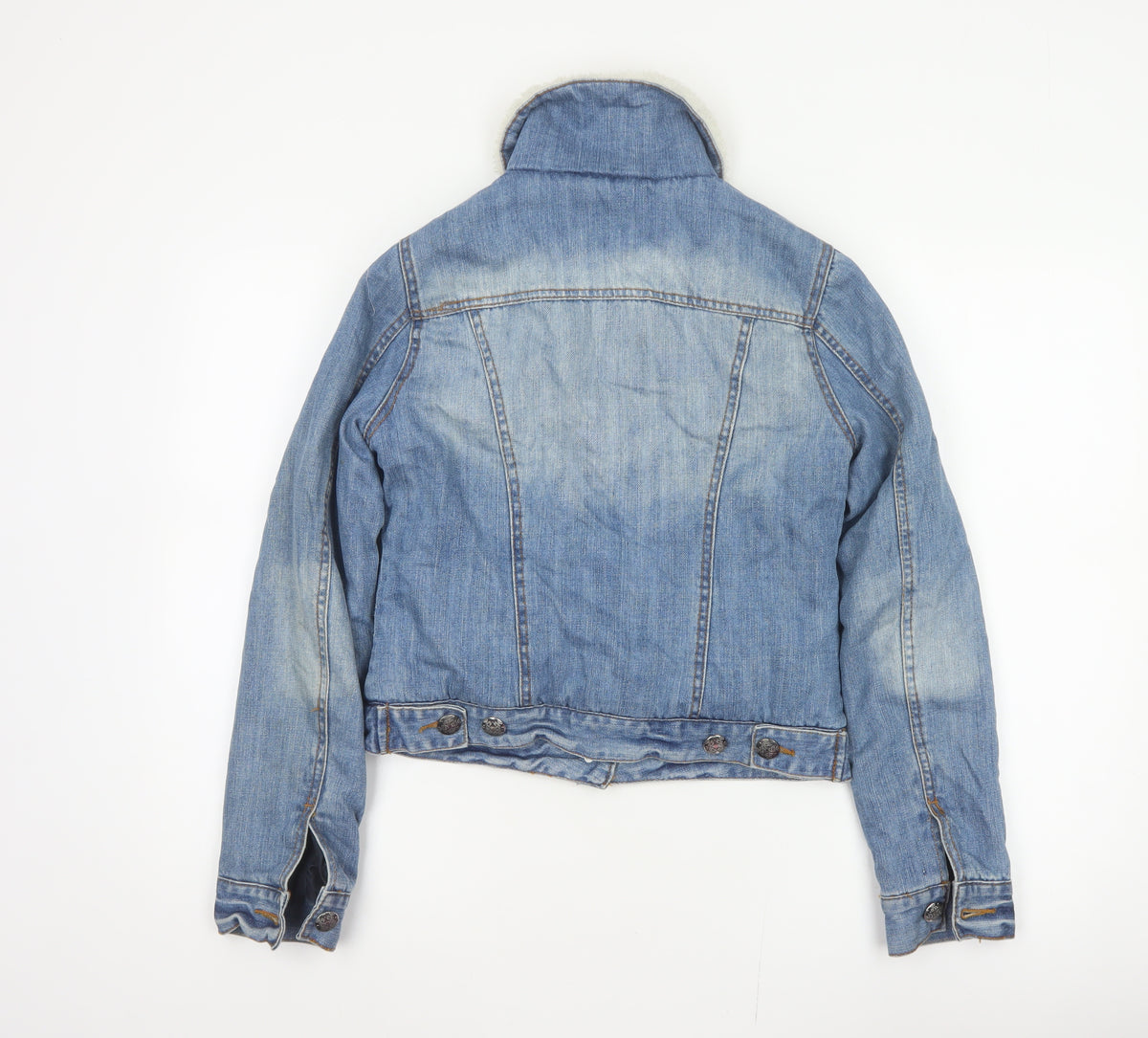 Denim Co Women Blue UK 8 Sherpa Collar Denim Jacket Button Pockets
