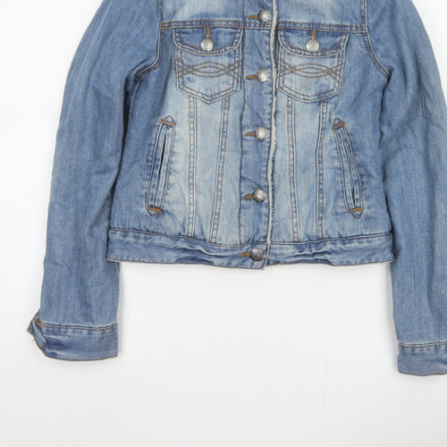 Denim Co Women Blue UK 8 Sherpa Collar Denim Jacket Button Pockets