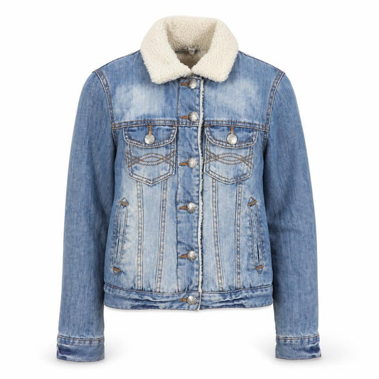 Denim Co Women Blue UK 8 Sherpa Collar Denim Jacket Button Pockets