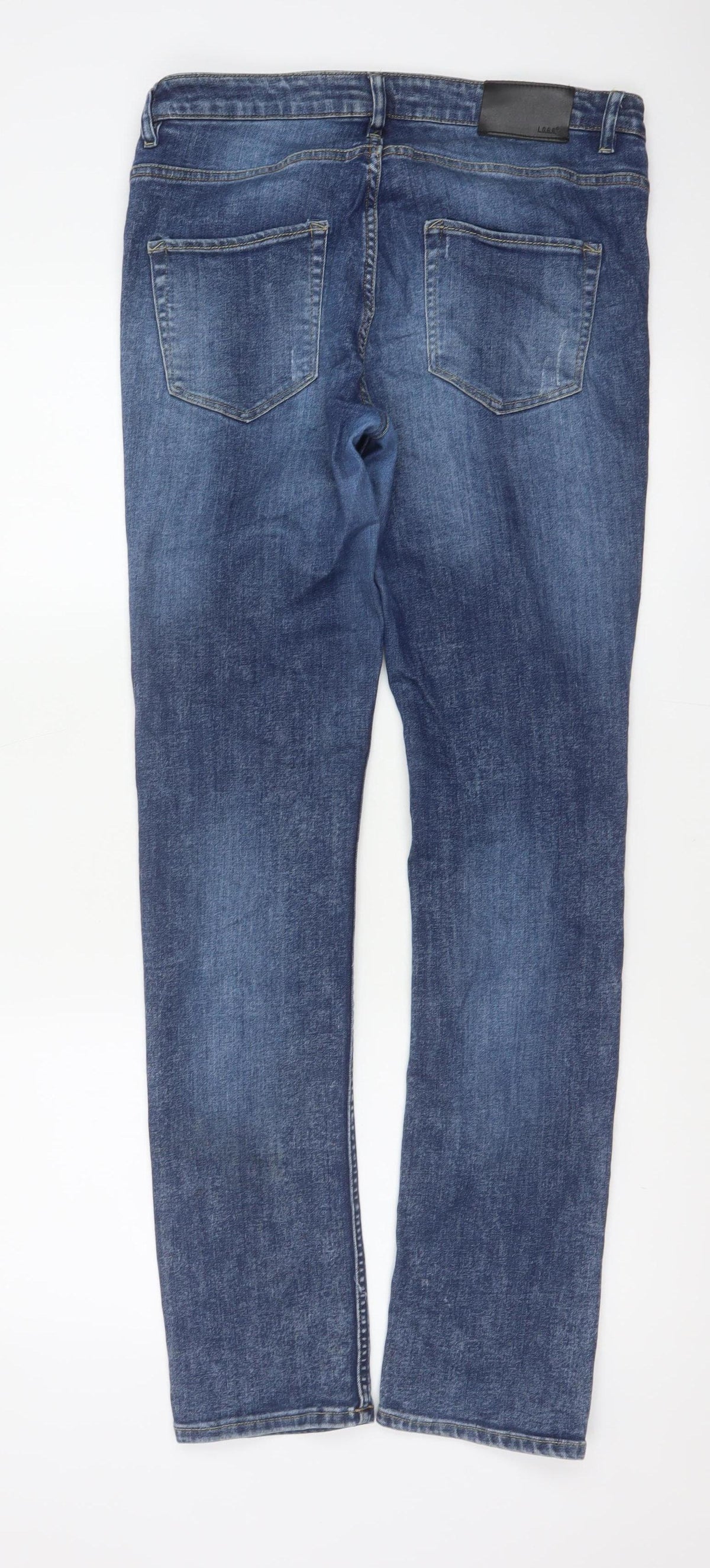 Brand and care label for L.O.G.G. Men’s Blue W30 Slim Straight Medium Wash Stretch Jeans