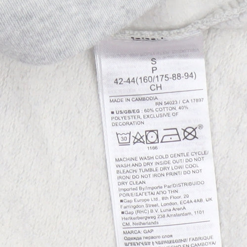 Gap Womens Grey S Pullover Sweatshirt Silver Logo Crew Neck