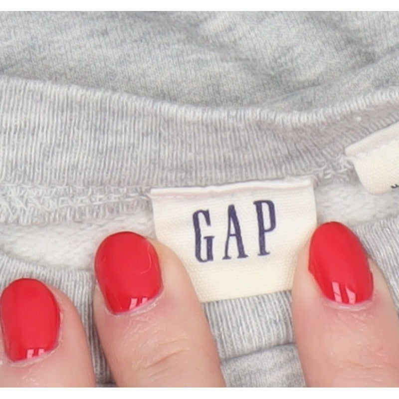 Gap Womens Grey S Pullover Sweatshirt Silver Logo Crew Neck