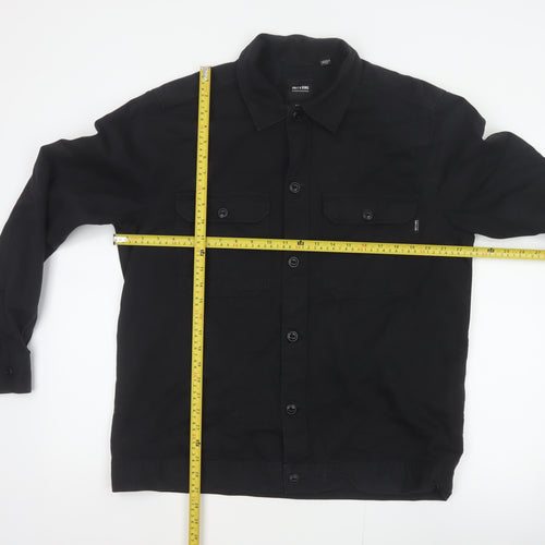 Only & Sons Men’s Black L Cotton Button Up Overshirt Basic Jacket