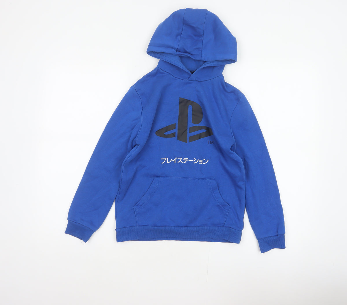 Back view of PlayStation boys’ blue 9-10 years pullover graphic hoodie