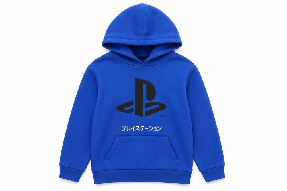 Front view of PlayStation boys’ blue 9-10 years pullover graphic hoodie