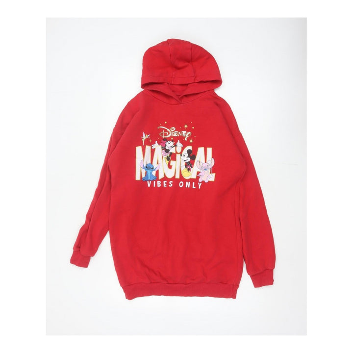 Disney Girls Red 13-14 Years Pullover Hoodie Magical Vibes Mickey Stitch