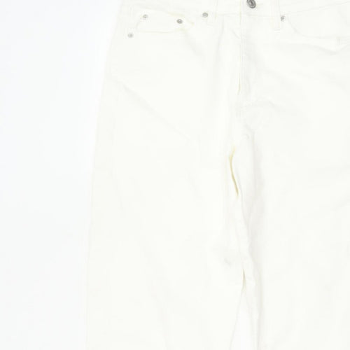 Marks & Spencer Women White Size 12 Short Mom High Rise Jeans