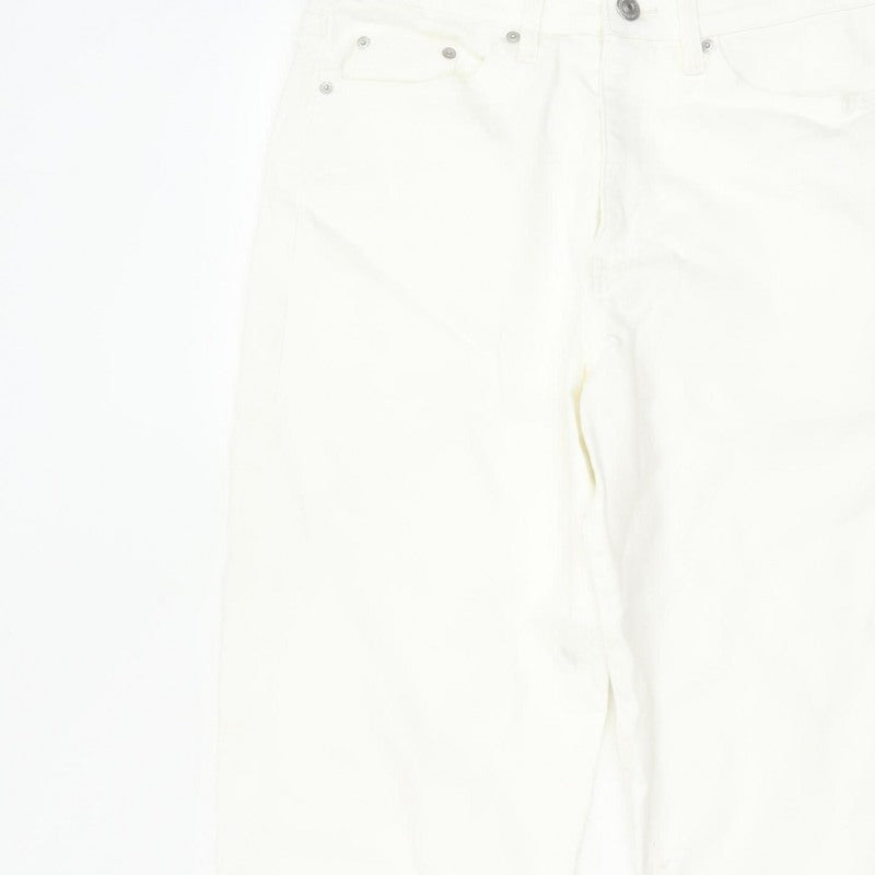 Marks & Spencer Women White Size 12 Short Mom High Rise Jeans