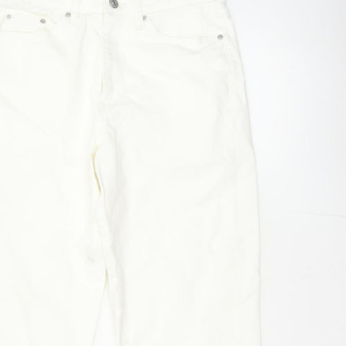 Marks & Spencer Women White Size 12 Short Mom High Rise Jeans
