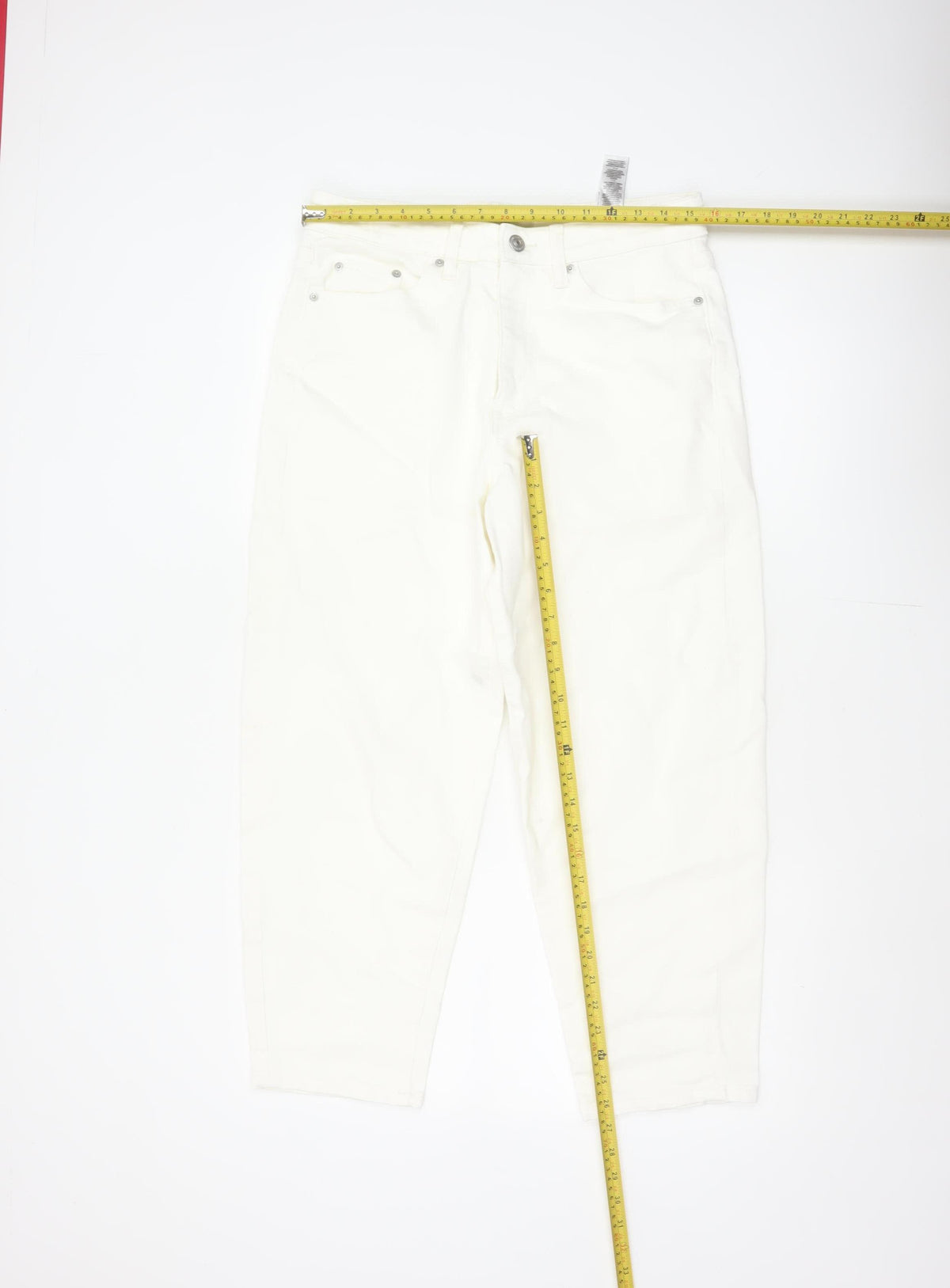 Marks & Spencer Women White Size 12 Short Mom High Rise Jeans