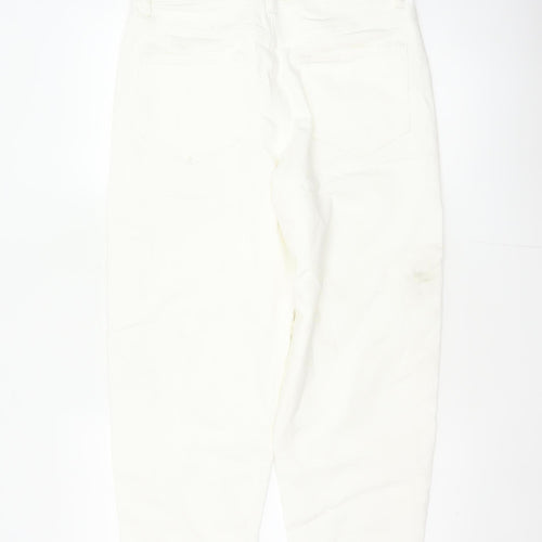 Marks & Spencer Women White Size 12 Short Mom High Rise Jeans