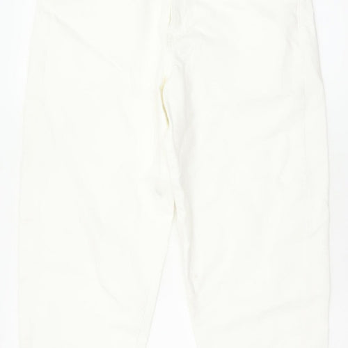 Marks & Spencer Women White Size 12 Short Mom High Rise Jeans