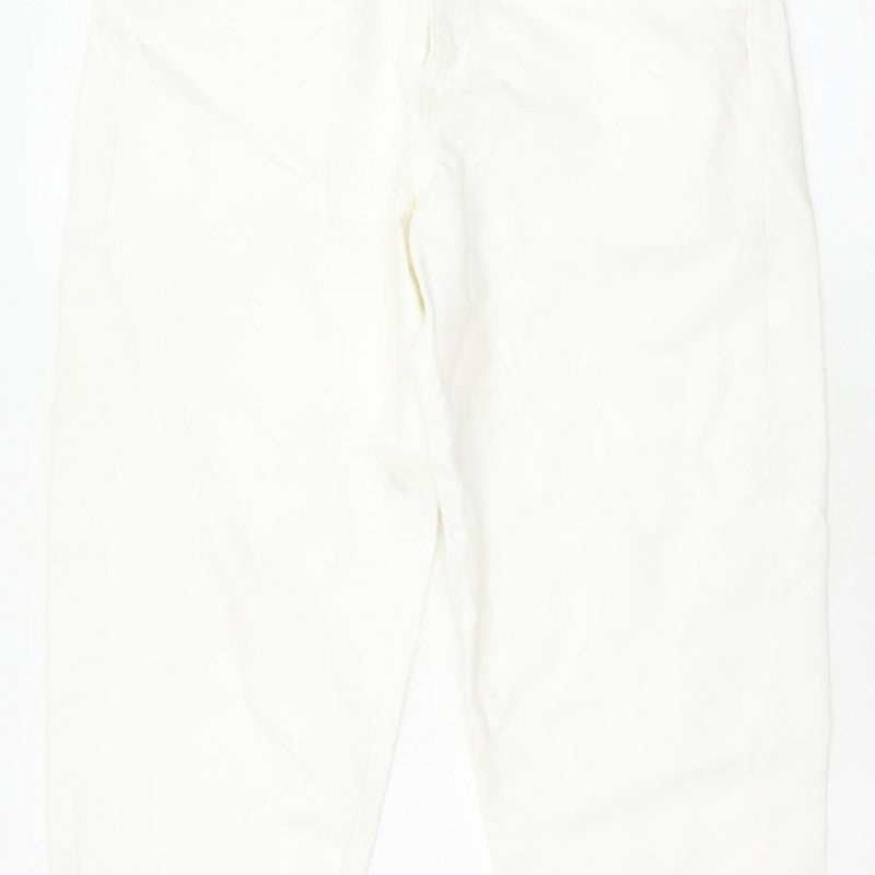 Marks & Spencer Women White Size 12 Short Mom High Rise Jeans
