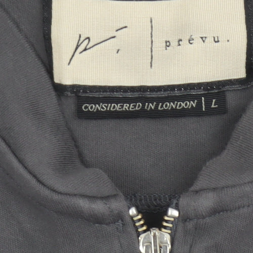 Prevu Men’s Grey Cotton Bomber Jacket L Full Zip Logo