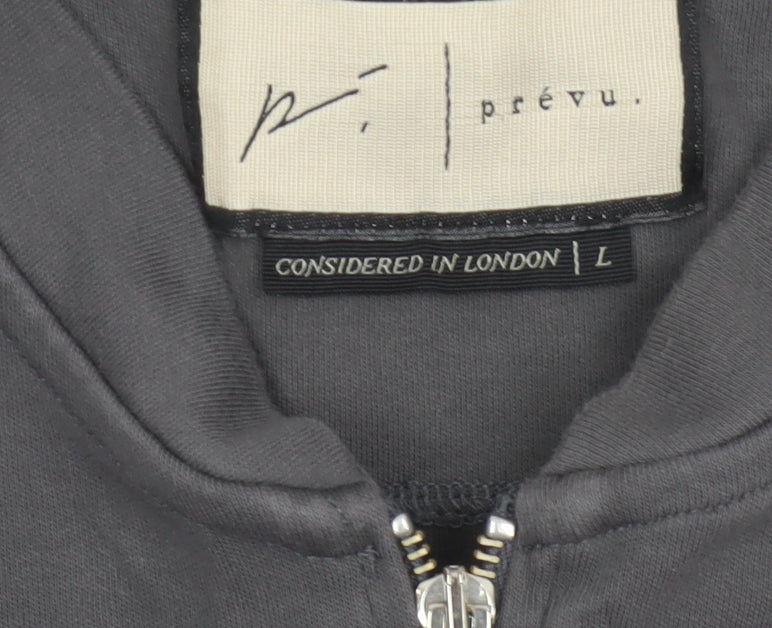 Prevu Men’s Grey Cotton Bomber Jacket L Full Zip Logo