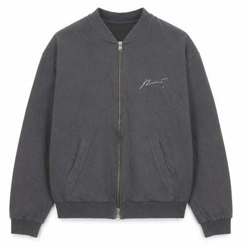 Prevu Men’s Grey Cotton Bomber Jacket L Full Zip Logo