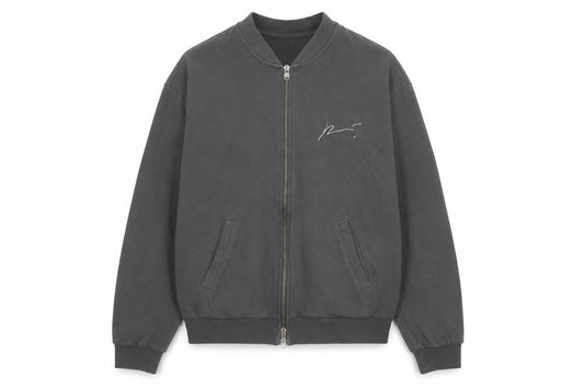 Prevu Men’s Grey Cotton Bomber Jacket L Full Zip Logo