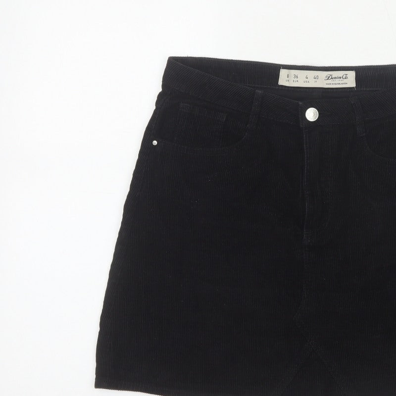 Denim Co. Women’s Black UK 8 Corduroy Mini Pencil Skirt Pockets