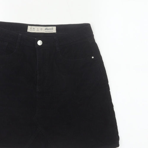 Denim Co. Women’s Black UK 8 Corduroy Mini Pencil Skirt Pockets