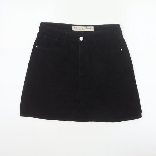 Denim Co. Women’s Black UK 8 Corduroy Mini Pencil Skirt Pockets