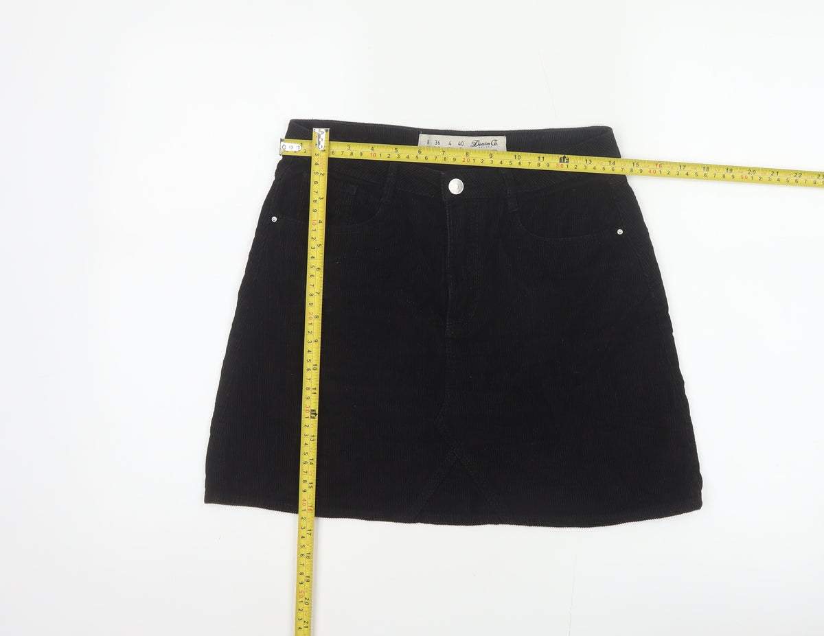 Denim Co. Women’s Black UK 8 Corduroy Mini Pencil Skirt Pockets
