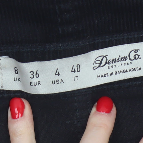 Denim Co. Women’s Black UK 8 Corduroy Mini Pencil Skirt Pockets