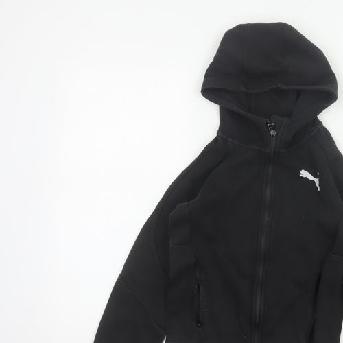 Puma Boys Black Full Zip Hooded Sweatshirt UK 10 Years Logo Sports