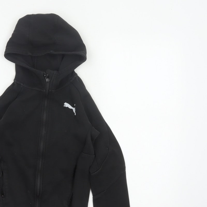 Puma Boys Black Full Zip Hooded Sweatshirt UK 10 Years Logo Sports