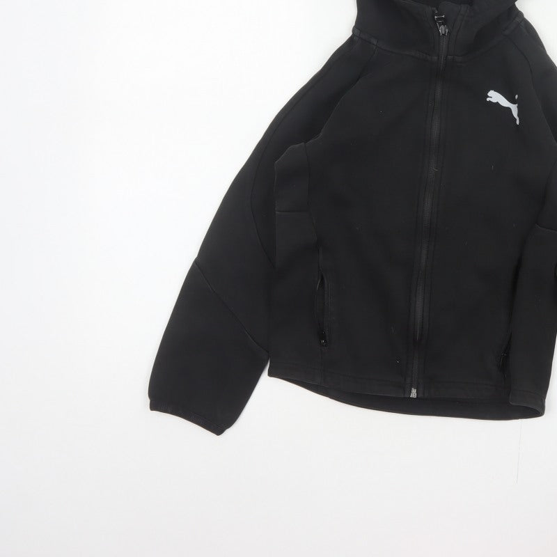 Puma Boys Black Full Zip Hooded Sweatshirt UK 10 Years Logo Sports