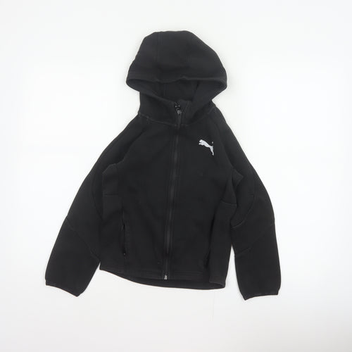 Puma Boys Black Full Zip Hooded Sweatshirt UK 10 Years Logo Sports