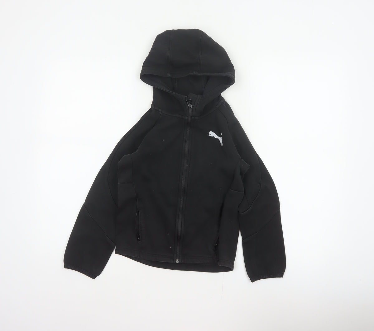 Puma Boys Black Full Zip Hooded Sweatshirt UK 10 Years Logo Sports