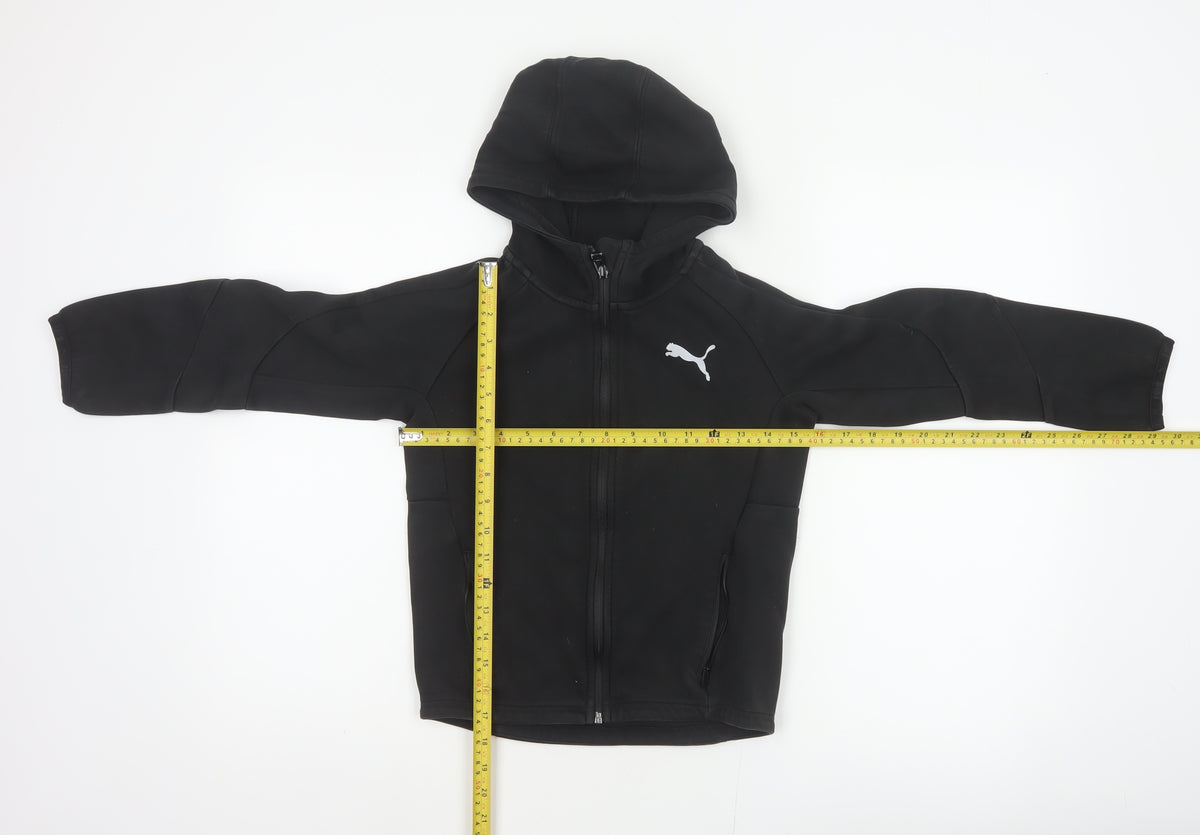 Puma Boys Black Full Zip Hooded Sweatshirt UK 10 Years Logo Sports