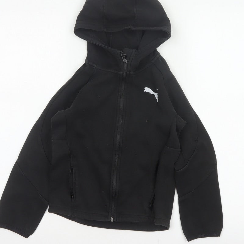 Puma Boys Black Full Zip Hooded Sweatshirt UK 10 Years Logo Sports