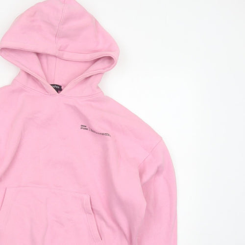 Boohoo Women Pink S Pullover Hoodie DSGN Studio Fleece Kangaroo Pocket