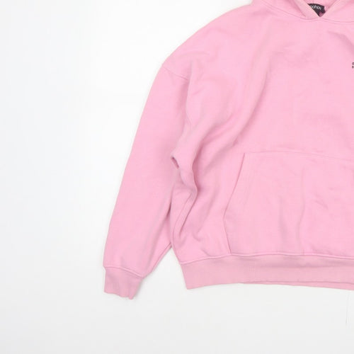 Boohoo Women Pink S Pullover Hoodie DSGN Studio Fleece Kangaroo Pocket