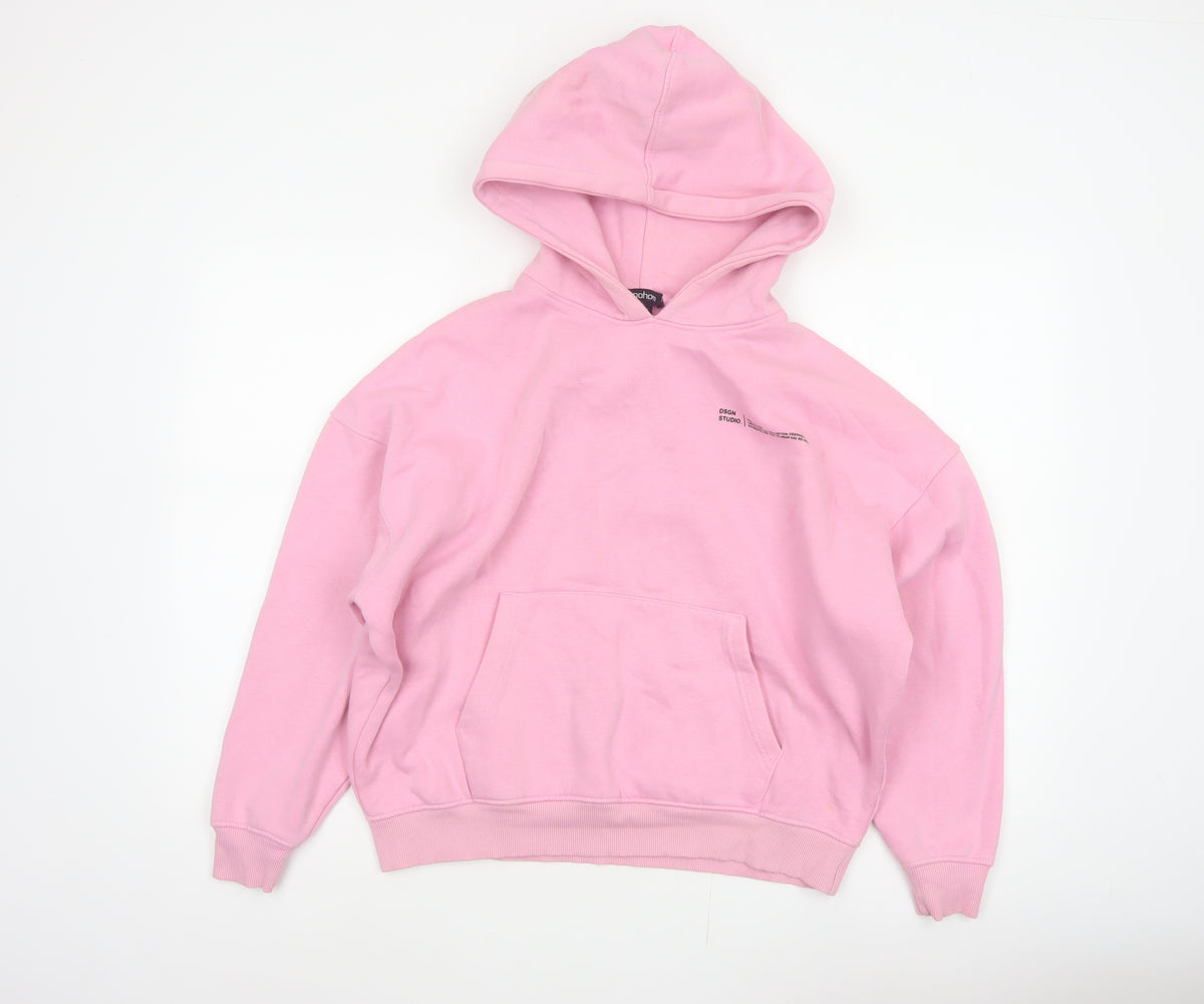 Boohoo Women Pink S Pullover Hoodie DSGN Studio Fleece Kangaroo Pocket