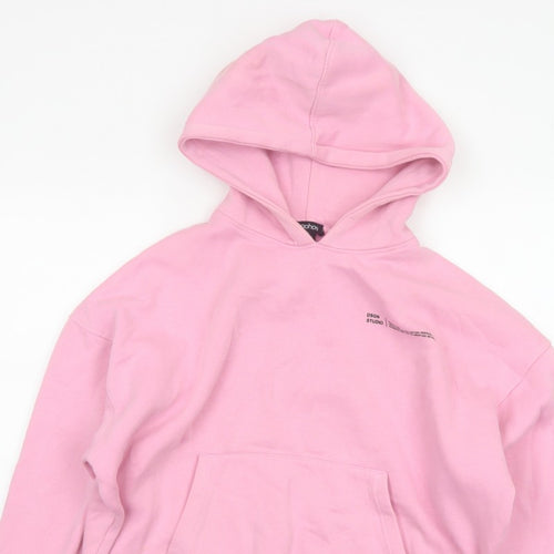 Boohoo Women Pink S Pullover Hoodie DSGN Studio Fleece Kangaroo Pocket