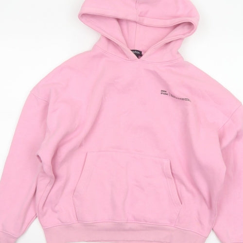 Boohoo Women Pink S Pullover Hoodie DSGN Studio Fleece Kangaroo Pocket