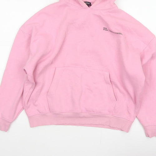 Boohoo Women Pink S Pullover Hoodie DSGN Studio Fleece Kangaroo Pocket