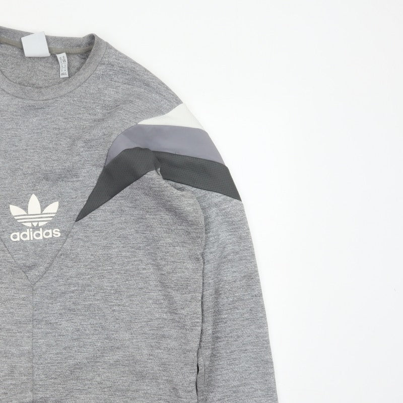 Adidas Men Grey M Pullover Crew Neck Trefoil Logo Sweatshirt