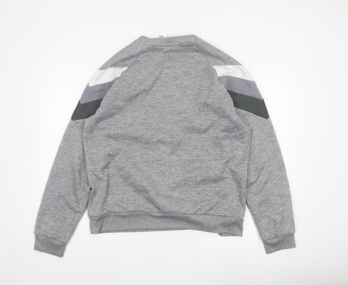 Adidas Men Grey M Pullover Crew Neck Trefoil Logo Sweatshirt