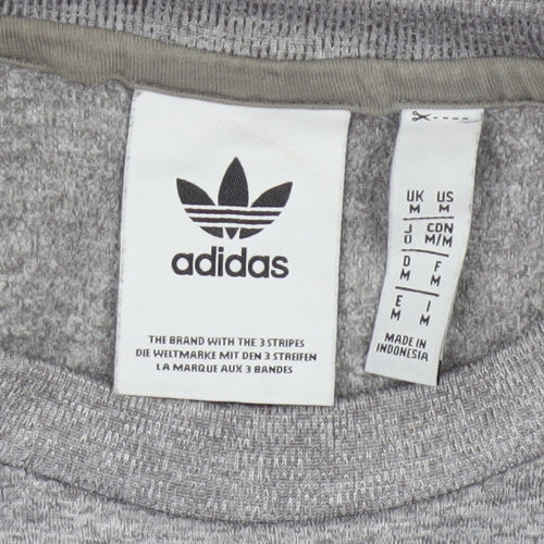 Adidas Men Grey M Pullover Crew Neck Trefoil Logo Sweatshirt