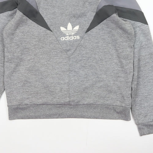 Adidas Men Grey M Pullover Crew Neck Trefoil Logo Sweatshirt