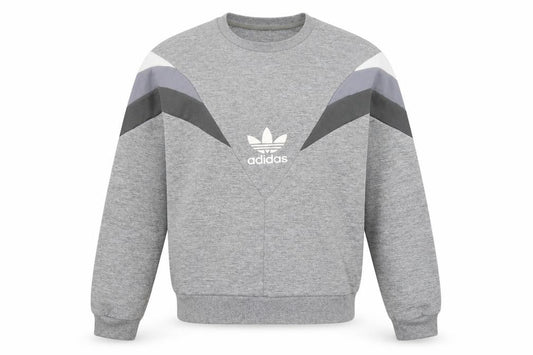 Adidas Men Grey M Pullover Crew Neck Trefoil Logo Sweatshirt