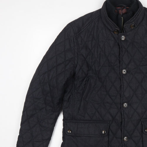 Ted Baker Men’s Black XL Quilted Padded Jacket Stand-Up Collar